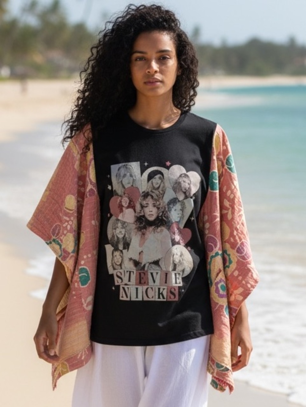 STEVIE NICKS Artisan Made Upcycle BAND T PONCHO SIZE INCLUSIVE Granny D Original